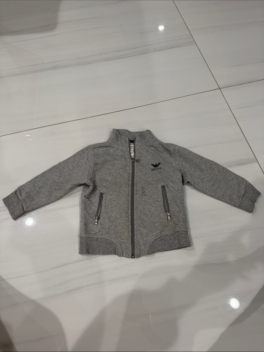 Armani Junior Heather Gray Zip-Up Sweatshirt